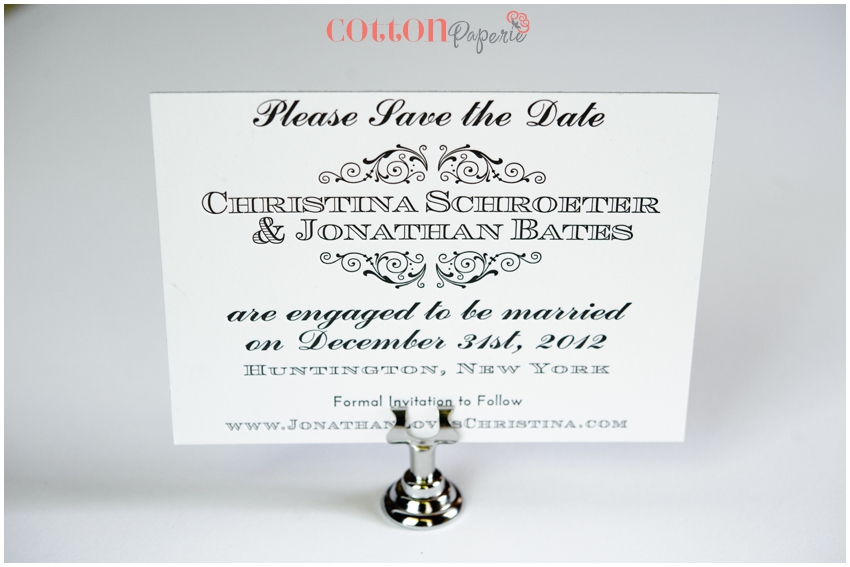 black and white letterpress invitation