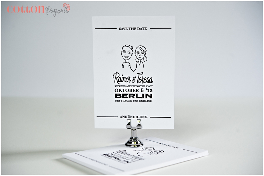 black and white letterpress invitation