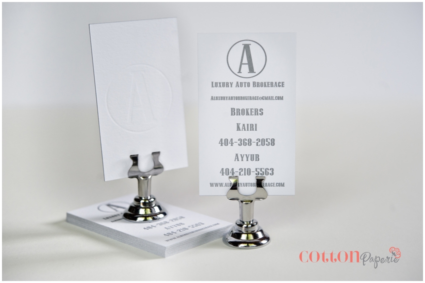 silver ink letterpress business cards